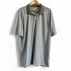 Sunice Gray & White striped Polo Shirt Classic Casual Fit
